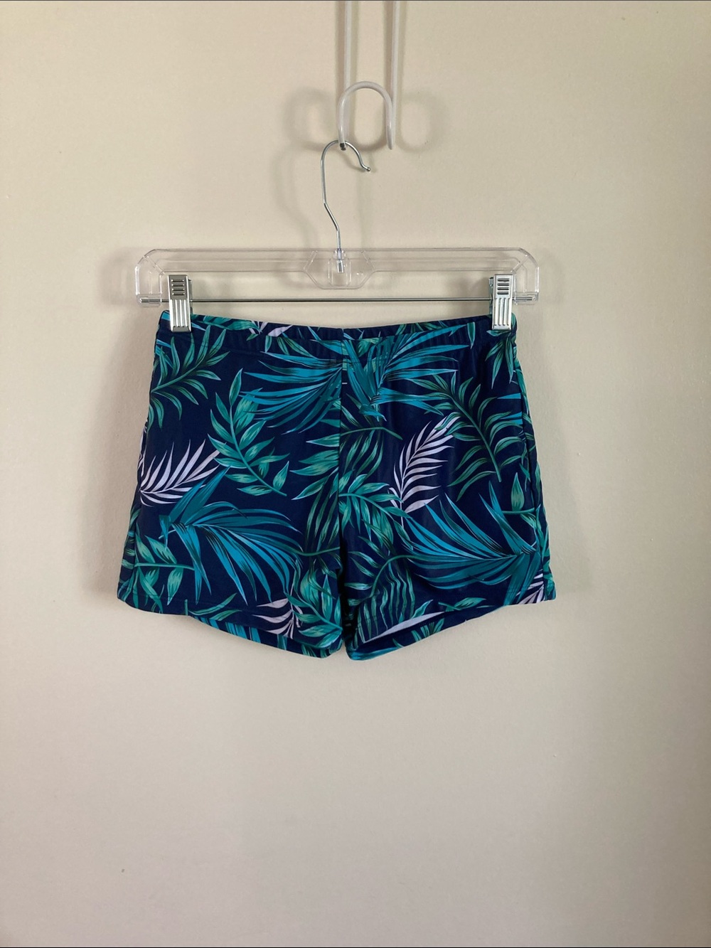 Tropical Leaf Print Bermuda Shorts - Navy Teal